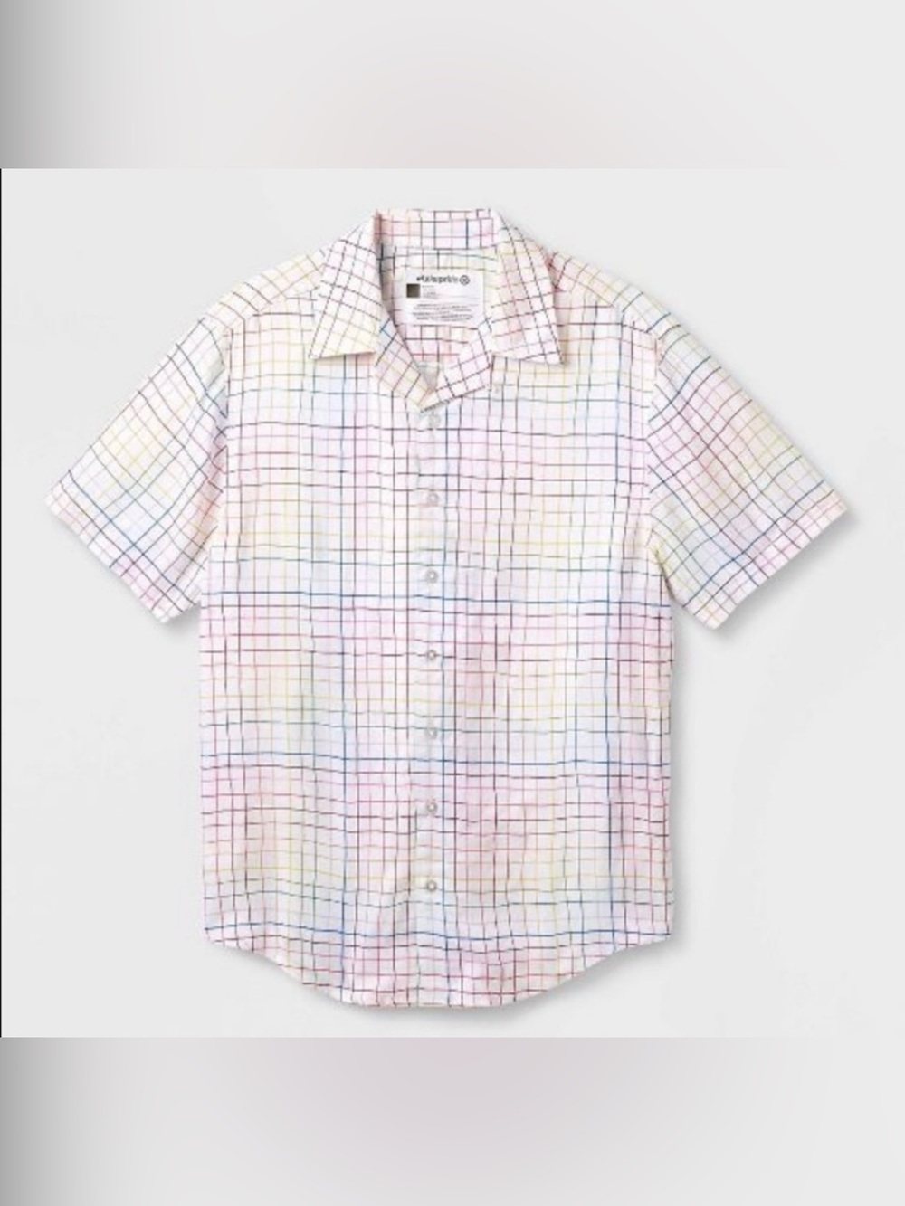 Short-Sleeve Button-Down Shirt — White with Pastel Grid #takepride by Target